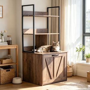 Luxury Eco-Friendly Wooden <b>Cat</b> Box Cabinet Large Capacity Rectangle <b>Cat</b> Litter <b>Boxes</b> for Living Room Easy Clean Feature PC - Product Image 6