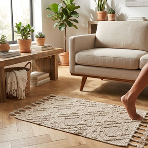 Alfombras Medianas Antideslizantes, Resistentes a las Arrugas, de Pelo Corto, Anti-Fatiga, Reversibles, de Yute Trenzado, Ecológicas, Aptas para Mascotas, con Diseño Floral - Product Image 2