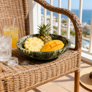 Bol à fruits flexible en pierre naturelle verte, classique et luxueux, durable, à un seul niveau, pour la cuisine, la salle à manger, le salon ou le bureau - Product Image 2