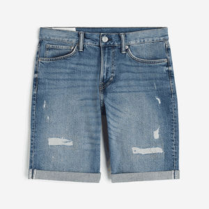 Shorts en jean déchirés pour homme, style hip-hop, coupe droite, respirants, séchage rapide, délavage clair, ceinture robuste, usage quotidien - Product Image 1