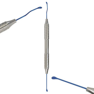 Espátula dental de acero inoxidable de doble punta con revestimiento de titanio azul para relleno y modelado, fabricada en Pakistán - Product Image 1