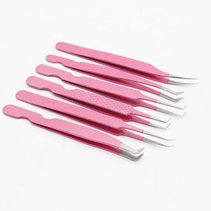 Pincettes pour Extension de cils, 50 pièces, rose clair avec nouvelle combinaison de couleurs, en acier inoxydable - Product Image 1