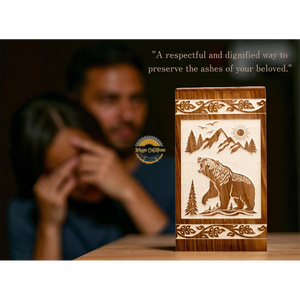 Handcrafted heels sun bird fly wave & Natural Wood Cremation Urn Ashes <b>Box</b> Artistic Funeral <b>Memorial</b> <b>Keepsake</b> by AYAANS - Product Image 4