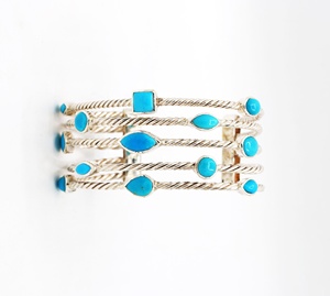 Bracelet manchette en turquoise naturelle style sud-ouest, en argent sterling 925 massif, fait main, bijoux pour femme, cadeau tendance pour fête - Product Image 6