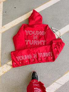 <b>Red</b> <b>Hooded</b> Windbreaker <b>Jacket</b>| Snap Button Streetwear <b>Jacket</b>| Waterproof Urban Fashion Outerwear|OEM Private Label Manufacturer - Product Image 5