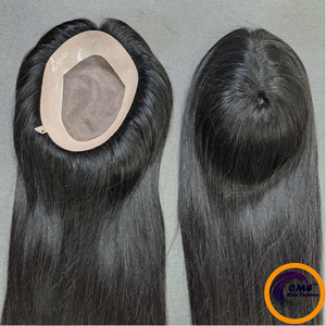 Topper de Cabello Humano Remy Indio al por Mayor para Mujer, Base Mono PU Ligera, Topper de Cabello Natural OEM, 120% de Densidad, Liso - Product Image 4
