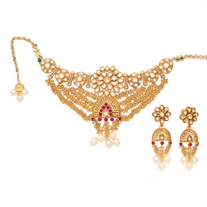 Kundan Choker Bridal Jewelry Set-Luxury Gold Plated Moissanite Necklace Earring Set Oxidized Polish Finish for Wedding Daily - Product Image 2
