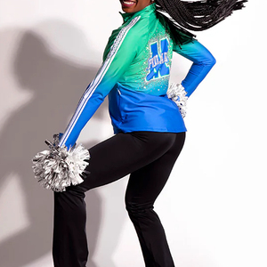 Customized Women's <b>Rhinestone</b> Front Logo Heat-Transfer Printed OEM Service Cheerleading Dance Gymnastic Warm-Up Flex <b>Jacket</b> - Product Image 5