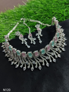 Ensemble de bijoux de mariée en diamant américain classique Collier et boucles d'oreilles en deux pièces pour mariage Style classique à la mode - Product Image 2