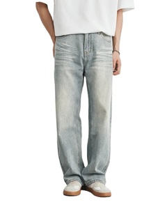 ใหม่2025กางเกงยีนส์ลายตารางสำหรับผู้ชายกางเกงยีนส์ทรงหลวมเอวตรงขอบกลางสุดหรูคุณภาพสูงสำหรับนักธุรกิจพักผ่อน - Product Image 5