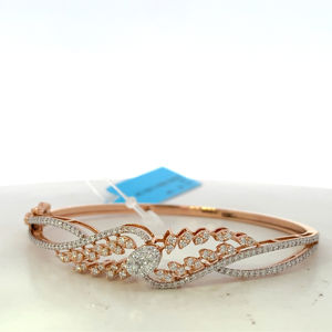 Bracelet jonc de luxe en or rose 18 carats avec diamants véritables pour femme, bijou raffiné, cadeau - Product Image 6