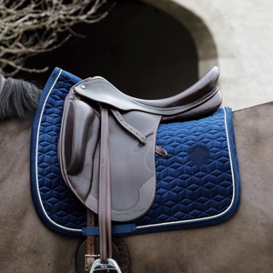 Trend Blue <b>Velvet</b> Dressage Saddle Pad 3D Diamond <b>Quilted</b> Fleece Lining All-Purpose Riding Training Durable Factory Price - Product Image 2