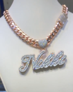 Colgante de Plata con Nombre de Moissanita, Letra Personalizada, Joyería de Lujo con Incrustaciones de Diamantes, Estilo Hip Hop, Regalo - Product Image 1