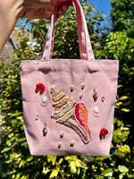 Sac fourre-tout en toile de coton indien fait main, broderie palmier, design unique, réutilisable, sac à bandoulière pour voyage d'été, haute qualité