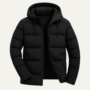 Chaqueta de Invierno para Hombre con Capucha, Negra, de Poliéster, Resistente al Viento, Informal, para Uso en Exteriores - Product Image 1