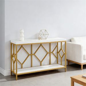 Mesa de Sofá Larga con Estante de Almacenamiento Abierto y Diseño Geométrico Simple, Elegante Mesa de Consola para Recibidor - Product Image 2