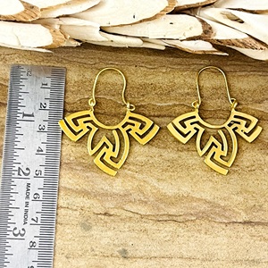 Meilleures Boucles d'Oreilles Créoles Géométriques Tribales au Design Unique, Boucles d'Oreilles Bohèmes en Laiton pour Femmes, Plaqué Or 18K, Style Ethnique Chandelier, Vente en Gros/OEM/ODM - Product Image 6