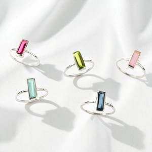 Green Onyx Birthstone Rectangle Bar Bezel <b>Rings</b> | Handmade Gold Plated Band <b>Rings</b> | Minimalist <b>Plain</b> Stackable Jewelry - Product Image 3