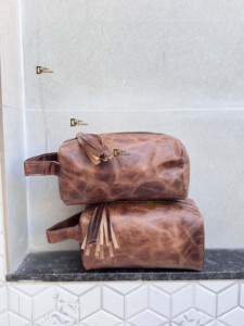 Nuevo Organizador de Artículos de Aseo de Cuero Genuino de Diseño, Kit de Afeitado para Hombre y Mujer, Bolsas de Cosméticos de Viaje de Cuero Real, Bolsas de Maquillaje - Product Image 5