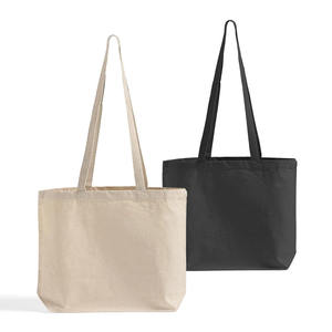 Natural Plain Recycled Cotton Shopping <b>Tote</b> Bag with Bottom Gusset | Eco Friendly Reusable Grocery Carry Bag | Custom Logo Bag - Product Image 4