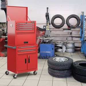 6 Drawer 3-in-1 Rolling Tool <b>Chest</b> <b>Storage</b> Cabinet with Universal Wheels and Hooks - Product Image 6