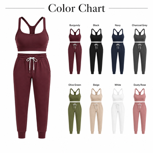 Women's 2-Piece Racerback Sports Bra High Waist Elastic Waist Jogger Pants Yoga <b>Set</b>-<b>Square</b> Neck Spandex/Nylon Quick Dry - Product Image 5