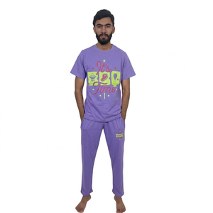 Ensemble t-shirt et short 100% coton pour homme, été, manches courtes, respirant, décontracté - Product Image 1