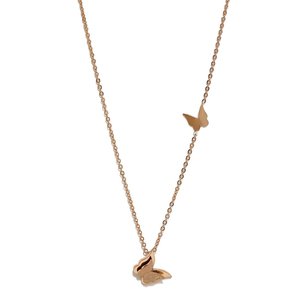 Collar con colgante de mariposa de oro rosa para mujeres y niñas, regalo de joyería artesanal moderna de acero inoxidable - Product Image 1