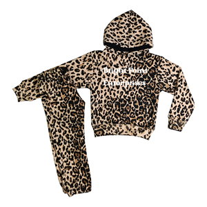 Ensemble de survêtement d'hiver unisexe pour enfants, imprimé personnalisé léopard camouflage, sweat-shirt à capuche et pantalon de survêtement, vêtements pour jeunes - Product Image 1