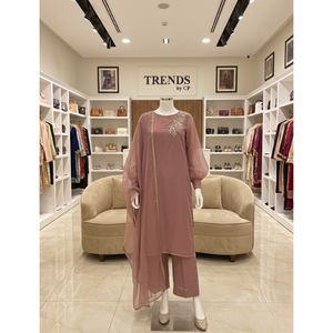 Elegante Traje Anarkali de Tres Piezas en Chifón |   Salwar Kameez Formal Cosido con Bordado para Bodas y Fiestas - Product Image 3