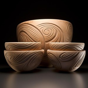 Bol en bois de teck artisanal avec motif en spirale - Bol à fruits en bois en gros - Product Image 3