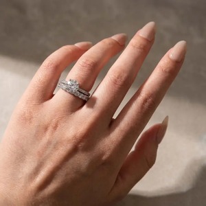 Elegant 925 Moissanite 2CT Round Cut Solitaire Engagement <b>Ring</b> <b>Set</b> White Gold Plated In <b>Sterling</b> <b>Silver</b> Promise <b>Rings</b> For Women - Product Image 4
