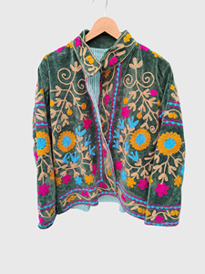Veste matelassée patchwork florale, style bohème, col rabattu, grandes tailles, manteau d'automne pour femme - Product Image 1