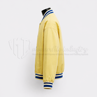 Veste bomber universitaire jaune personnalisée unisexe, veste de baseball, veste de collège, fermeture à boutons pression, prix de gros