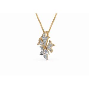 Pendentif Moissanite au design floral unique, pierres rondes étincelantes, pendentif élégant en forme de fleur abstraite avec diamant taille ronde - Product Image 3