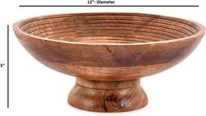 Bol à fruits en bois de manguier, rond, pour servir des fruits, des desserts, des plateaux, des assiettes, des plats, dans la cuisine, à la salle à manger, pour les fruits, les desserts, les collations - Product Image 3