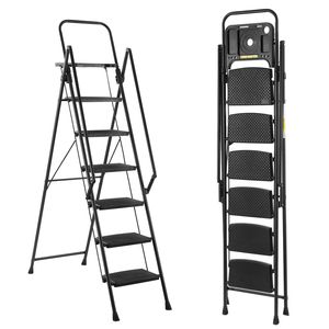 Lightweight Portable Steel Folding <b>Step</b> <b>Stool</b> with Anti-Slip Bandwidth Pedals & Tool Trays for Kitchen Use - Product Image 1
