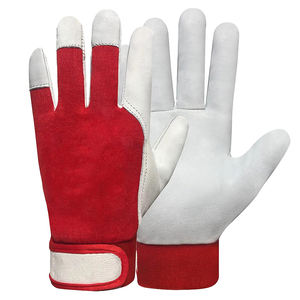 Gants de travail d'assemblage en cuir véritable pour adultes, à doigts entiers, avec manchette élastique et fermeture Velcro – Offre Spéciale - Product Image 2