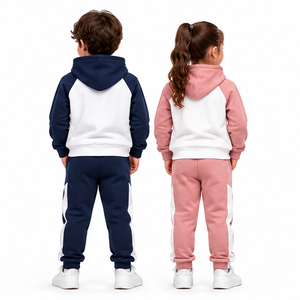 Conjunto Deportivo Personalizado para Niños de Dos Tonos, Sudadera con Cremallera y Pantalones Deportivos para Niños y Niñas, Ropa Deportiva de Felpa al por Mayor, OEM ODM - Product Image 2