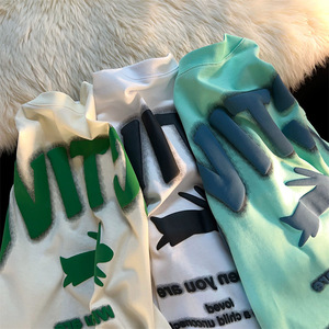 T-shirt Oversize Uni 100% Coton, Grammage Lourd, Impression Personnalisée, Logo 3D en Mousse, Sérigraphie, pour Homme et Unisexe, Tissé, Motif 3D en Relief - Product Image 3