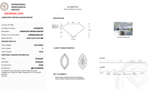 Diamante de laboratorio Marquise de 3.06 quilates |   Diamante Suelto Certificado IGI F VVS2 para Anillo de Compromiso - Product Image 2