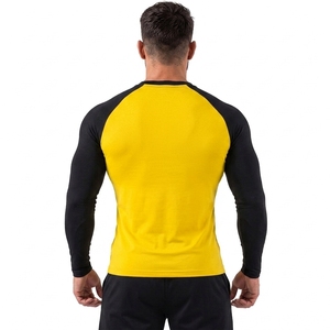 Camiseta Deportiva de Manga Larga para Hombre, Amarilla y Negra, de Secado Rápido, Spandex y Poliéster, con Bloques de Color - Product Image 2