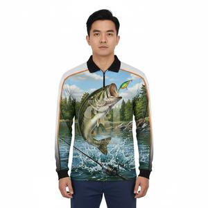 Maillots de pêche personnalisés à manches longues, confortables, respirants, grande taille, séchage rapide, protection - Product Image 3