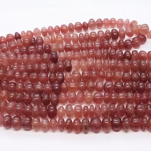 ลูกปัดควอตซ์สตรอเบอร์รี่สีชมพู AAA รูปทรงกลมเรียบ ขนาด 11-13 มม. ควอตซ์สตรอเบอร์รี่ไล่เฉดสี ความยาว 16 นิ้ว ลูกปัดควอตซ์สตรอเบอร์รี่ธรรมชาติแบบเม็ดเดี่ยว - Product Image 1