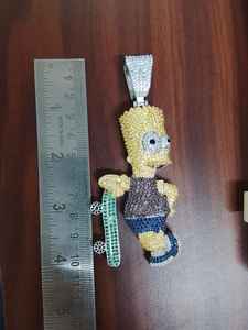 Pendentif Personnage de Dessin Animé Garçon Hip Hop en Moissanite Multicolore Effet Givré, Bijoux Fins en Argent 925, Pendentifs et Breloques - Product Image 4