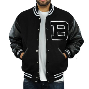 Chaqueta Varsity con Cuello Alto y Bordado Personalizado con Logotipo, Estilo Urbano, Tallas Grandes, Diseño de Letras, Unisex, Chaqueta de Béisbol - Product Image 1