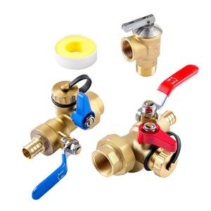 3/4 Inch <b>Tankless</b> <b>Water</b> <b>Heater</b> Service Valve Kit 2pcs 3/4\" NPT 3/4\" PEX-B Isolation Valves Pressure Relief <b>Water</b> <b>Heaters</b> - Product Image 1