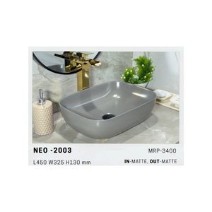 อ่างล้างหน้าแบบวางบนเคาน์เตอร์เซรามิก Neo 1076 Series ดีไซน์มินิมอล สำหรับห้องน้ำสไตล์ร่วมสมัย - Product Image 6