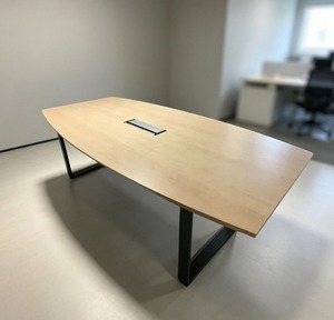 Table de conférence rectangulaire moderne et minimaliste en placage de bois et mélamine avec pieds en métal, durable, 8 places, mobilier de bureau commercial - Product Image 1