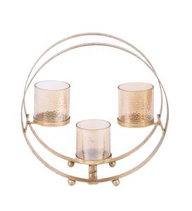 New Arrival Golden Polish 3-Tier round <b>Tea</b> <b>Light</b> Candle Holder with Stand Luxury Unique Design for Weddings and Christmas Gift - Product Image 1